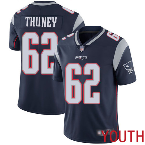 New England Patriots Football #62 Vapor Untouchable Limited Navy Blue Youth Joe Thuney Home NFL Jersey->youth nfl jersey->Youth Jersey